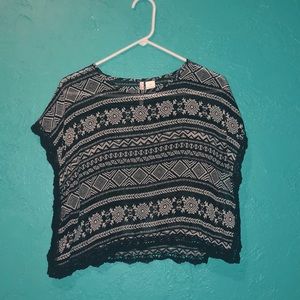 Shear black and white top